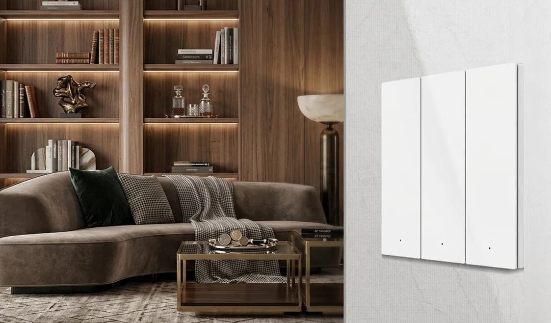 Radiant Smart X smart home wall controls in a modern living room
